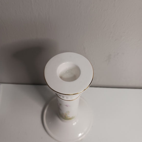 Creative Circle 6 in porcelain candlestick, hollyhock and butterfly white gold t - Picture 3 of 5